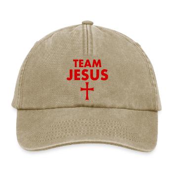 Team jesus kreuz - Relaxed Vintage Cap - Vintage Beige - Vorne