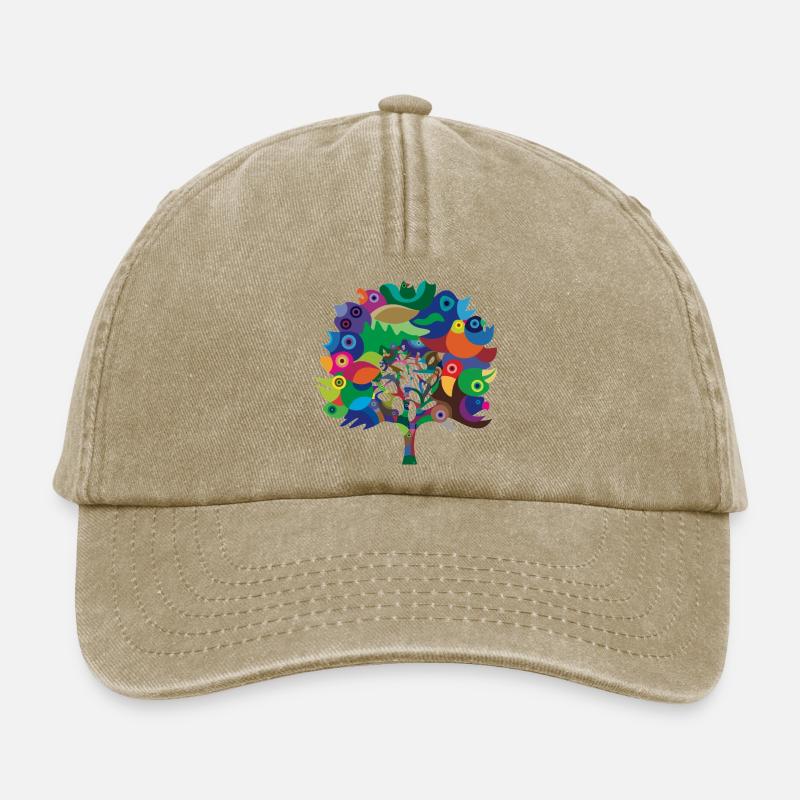 Overbirded Tree - Relaxed Vintage Cap - vintage beige