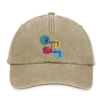 GEBURTSTAG. HAPPY BIRTHDAY. ALLES GUTE ZUM GEBURTSTAG. - Relaxed Vintage Cap - Vintage Beige - Vorne