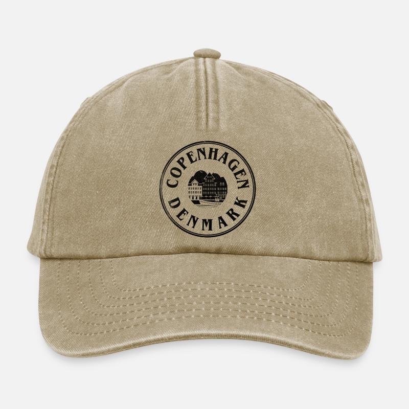 Copenhague, Danemark – Emblème du front de mer - Casquette vintage décontractée - beige vintage