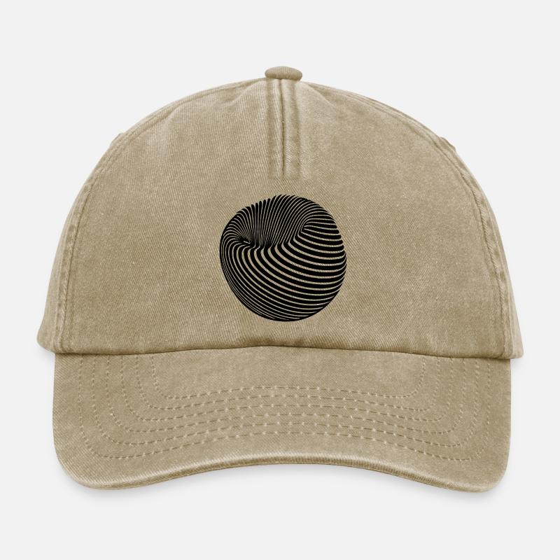 Geometrischer Kugel Körper mit Streifen - Relaxed Vintage Cap - Vintage Beige