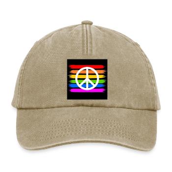 Signe de paix sur le drapeau arc-en-ciel LGBT - Casquette vintage décontractée - beige vintage - Devant