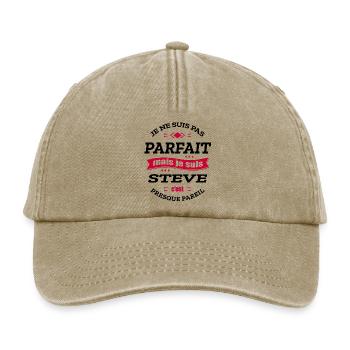STEVE PARFAIT - PRENOM STEVE - Casquette vintage décontractée - beige vintage - Devant