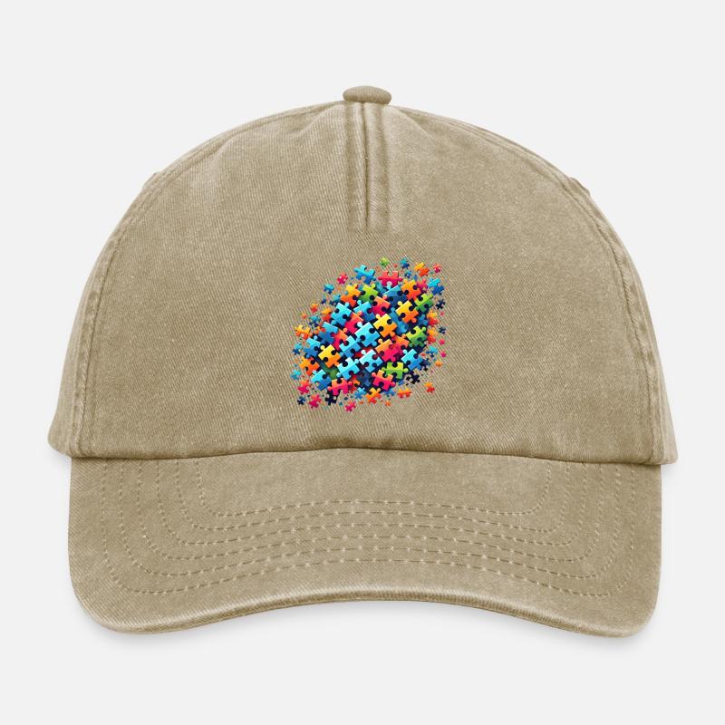 Colorful Puzzle Design for Creative Expression - Relaxed Vintage Cap - vintage beige