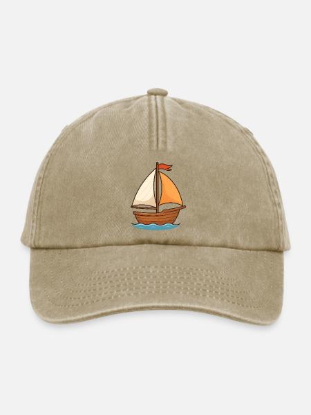 Maritimes Segelschiff Wasserfarben Design - Relaxed Vintage Cap - Vintage Beige