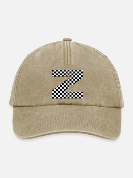 Checkerboard Muster Design Buchstabe Z - Relaxed Vintage Cap - Vintage Beige