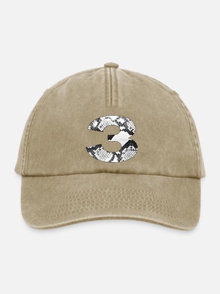 Schlangenleder-Muster Zahl 3 - Relaxed Vintage Cap - Vintage Beige