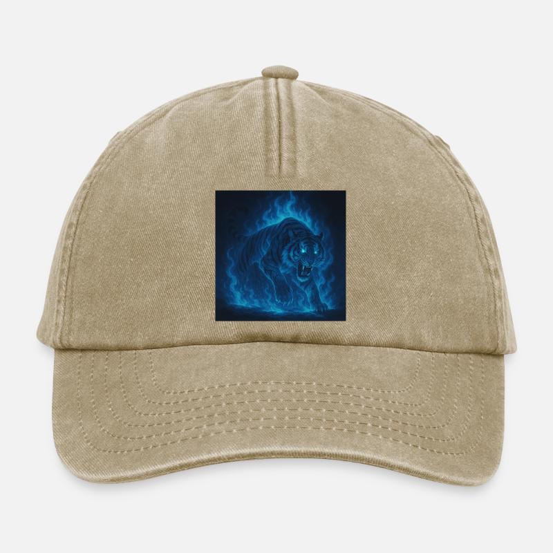 Blaue Neon-Tigerflamme - Relaxed Vintage Cap - Vintage Beige