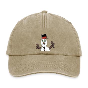 Winter Magic Snowman in Hat - Relaxed Vintage Cap - vintage beige - Front
