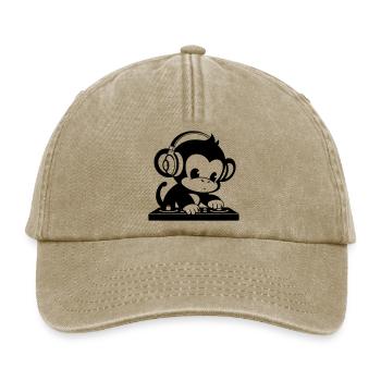 DJ singe avec des écouteurs - Casquette vintage décontractée - beige vintage - Devant