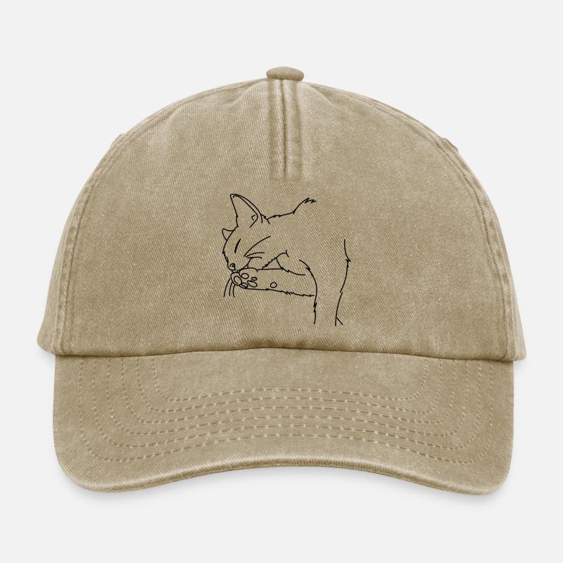 Chat - Casquette vintage décontractée - beige vintage