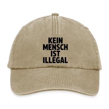 Personne n’est illégal - contre la droite - Casquette vintage décontractée - beige vintage - Devant