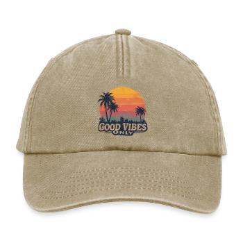 T-shirt rétro coucher de soleil – Vintage des années 80 et 90 - Casquette vintage décontractée - beige vintage - Devant