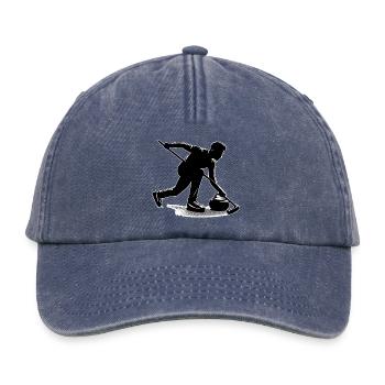 Curling Outline - Relaxed Vintage Cap - vintage denim - Front