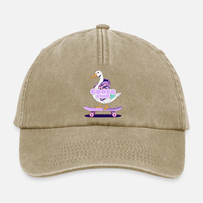 Skurriles Gänse-Skateboard-Design - Relaxed Vintage Cap - Vintage Beige