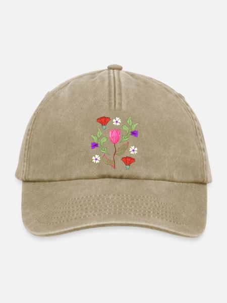 Tulpenstrauß Floral Muster - Relaxed Vintage Cap - Vintage Beige