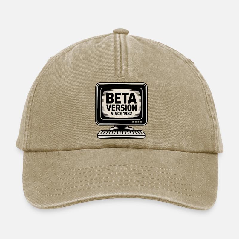Retro Computer Beta Version Design - Relaxed Vintage Cap - Vintage Beige