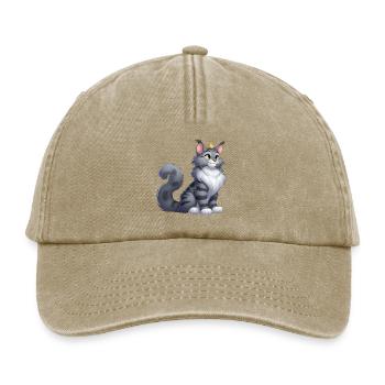 Maine Coon Königin - Relaxed Vintage Cap - Vintage Beige - Vorne