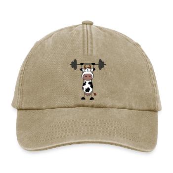 Cow Bull Haltère Barbell Fitness Équilibre sur les mains - Casquette vintage décontractée - beige vintage - Devant