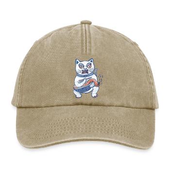 Glückskatze mit Ramen - Relaxed Vintage Cap - Vintage Beige - Vorne