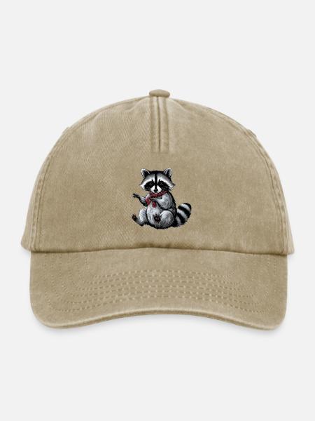 Waschbär bestickter Faden - Relaxed Vintage Cap - Vintage Beige