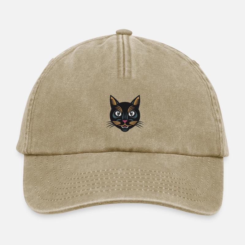 Cat Embroidered Stanley/Stella - Relaxed Vintage Cap - vintage beige