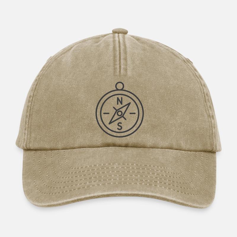 Minimalistisches Kompass-Navigationsdesign - Relaxed Vintage Cap - Vintage Beige