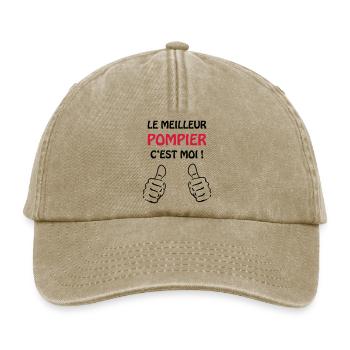 Pompier / Feu / Sécurité / Pompière / Urgences - Casquette vintage décontractée - beige vintage - Devant