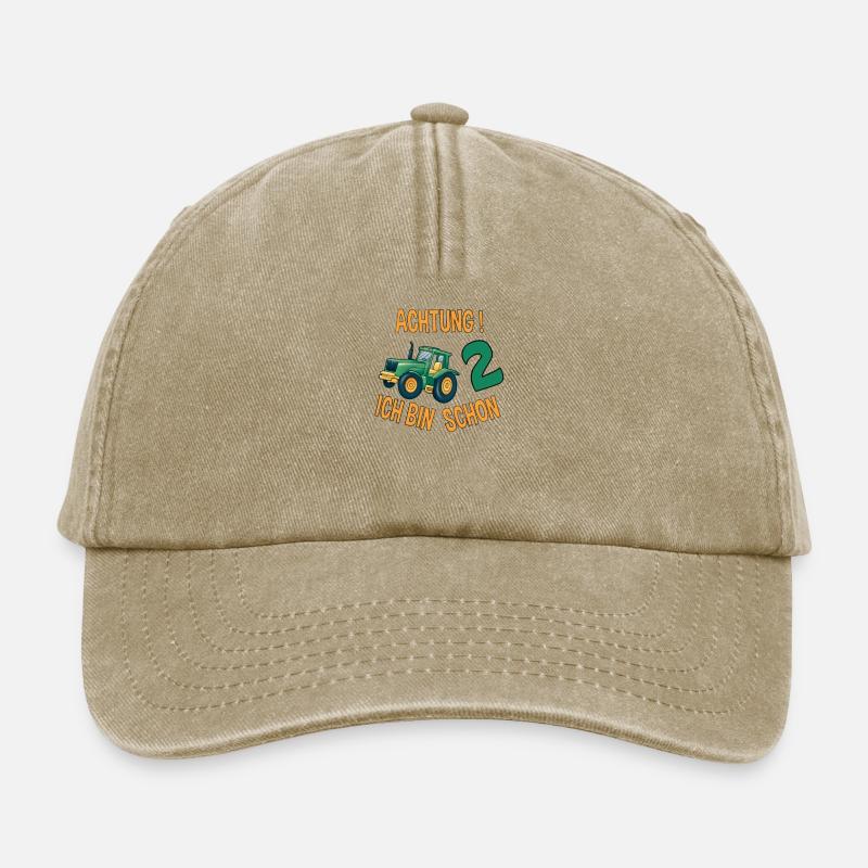 2 Geburtstag Kinder Traktor Achtung ich bin 2 - Relaxed Vintage Cap - Vintage Beige