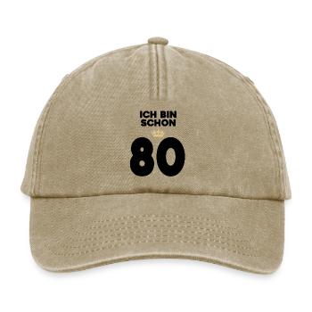80 Geburtstag - 80 Jahre - Relaxed Vintage Cap - Vintage Beige - Vorne