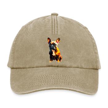 French Bulldog Frenchie Französische Bulldogge - Relaxed Vintage Cap - vintage beige - Front