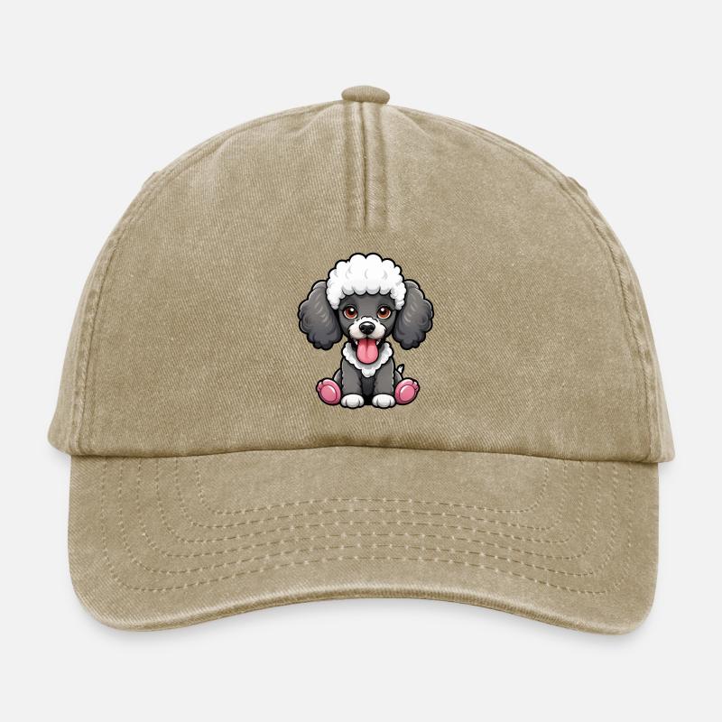 Doux caniche N&B - Casquette vintage décontractée - beige vintage