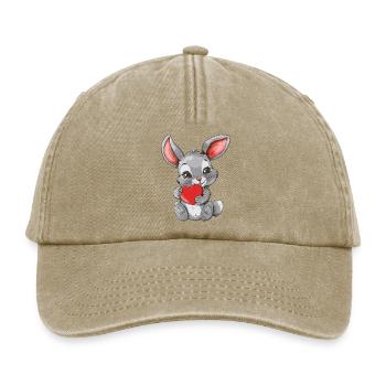 Adorable Bunny Holding Heart - Cute Animal Art - Relaxed Vintage Cap - Vintage Beige - Vorne