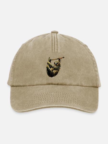 Lustiges Faultier Kunst Tier Sloth Wildtier Tiere - Relaxed Vintage Cap - Vintage Beige
