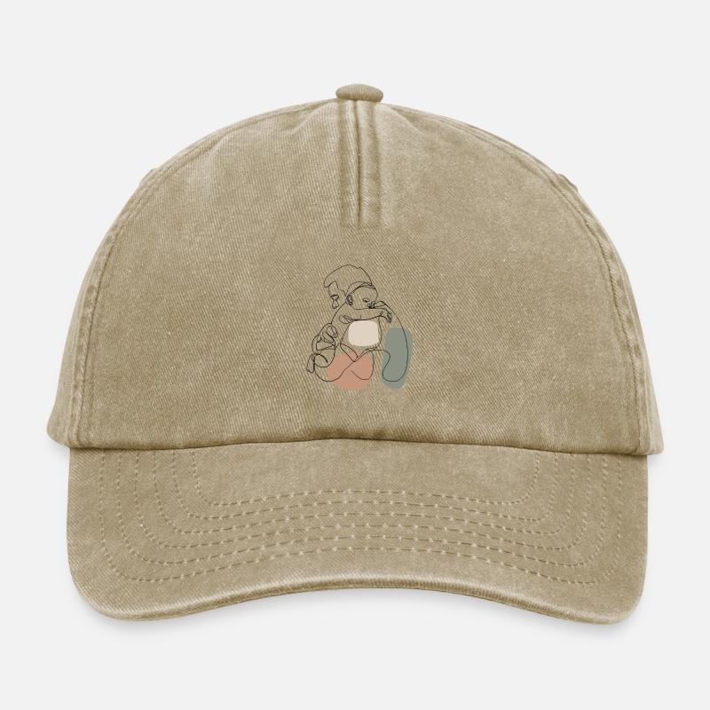 Père avec enfant, bébé - Casquette vintage décontractée - beige vintage