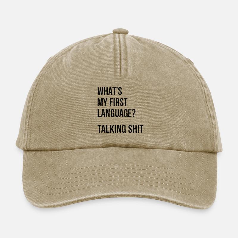 what's my first language talking shit - Relaxed Vintage Cap - Vintage Beige