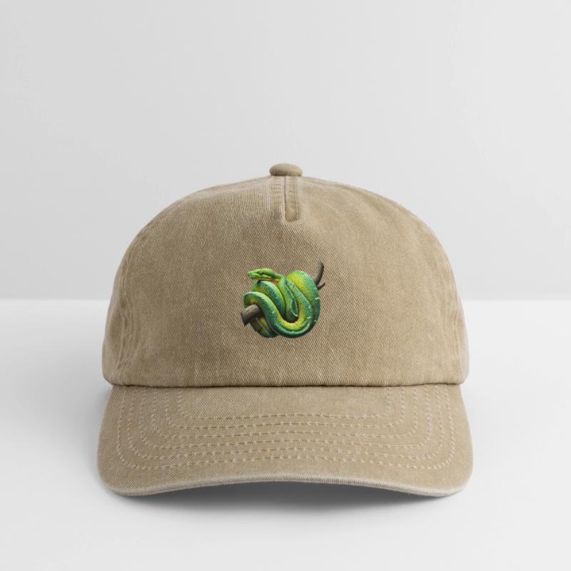 Green Tree Python Snakes Lover Terrarium Relaxed Vintage Cap