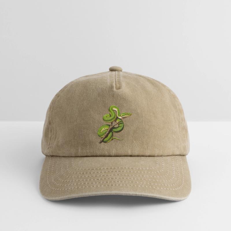 Green Tree Python Snakes Lover Terrarium Relaxed Vintage Cap