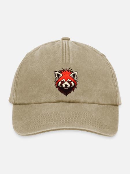 Roter Punk-Panda - Relaxed Vintage Cap - Vintage Beige
