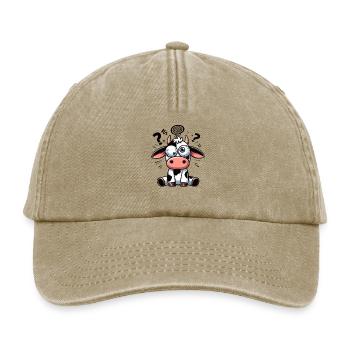 Lustige verwirrte Kuh Cartoon Clumsy Kulleraugen - Relaxed Vintage Cap - Vintage Beige - Vorne