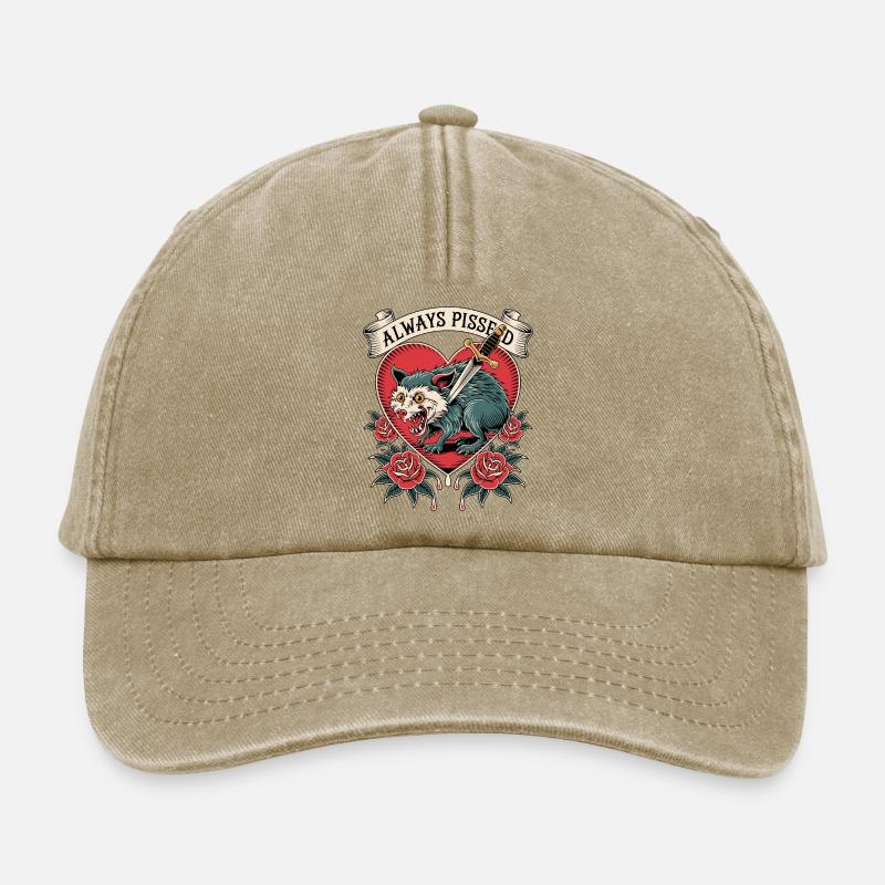 Angry Wolf Heart Tattoo Style - Relaxed Vintage Cap - vintage beige