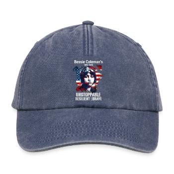 Bessie Coleman Pionnière courageuse de l’aviation - Casquette vintage décontractée - vintage bleu jeans - Devant