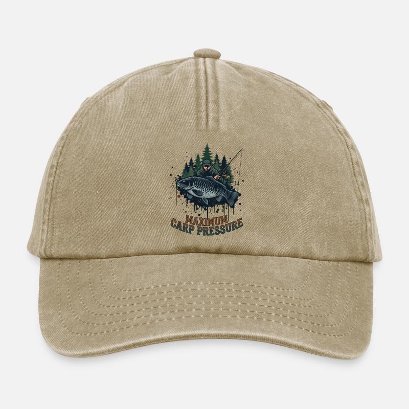 Maximum Carp Pressure Carp Angler Fish - Relaxed Vintage Cap - vintage beige