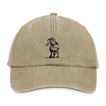 Grinsende Ziege Bleistift Skizze Zeichnung - Relaxed Vintage Cap - Vintage Beige - Vorne