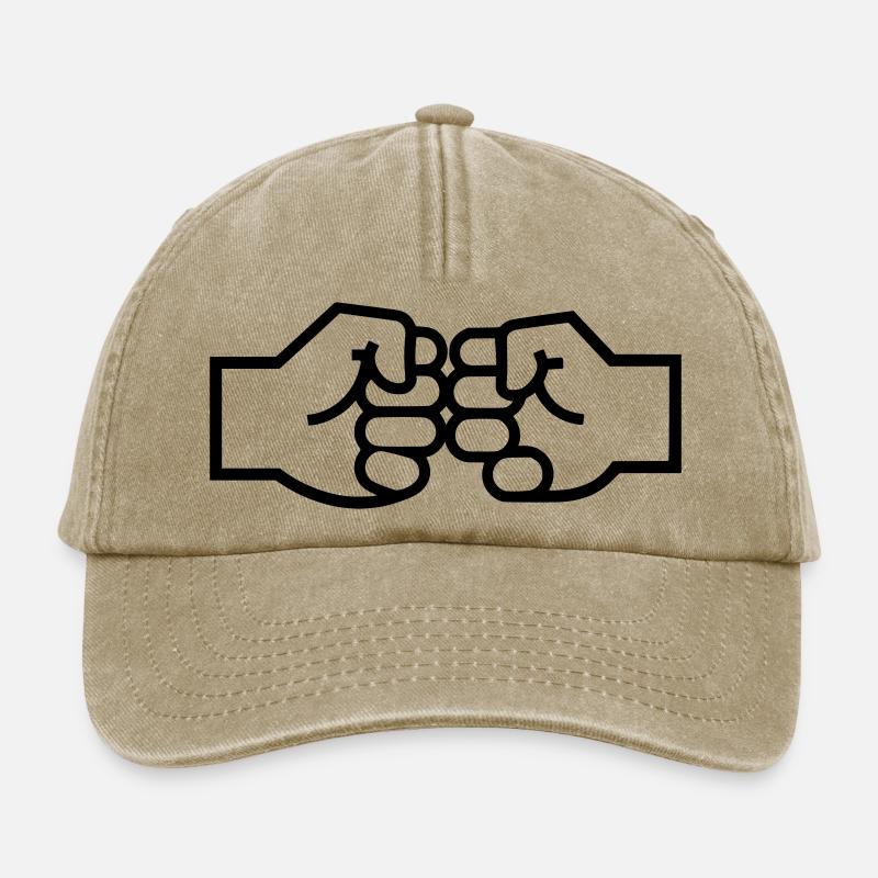 Fist Check Fistbump Hands Outline - Relaxed Vintage Cap - vintage beige