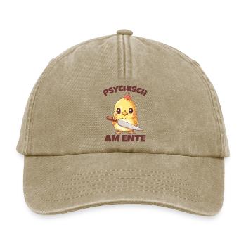 Psychisch am Ente lustiger Spruch - Relaxed Vintage Cap - Vintage Beige - Vorne