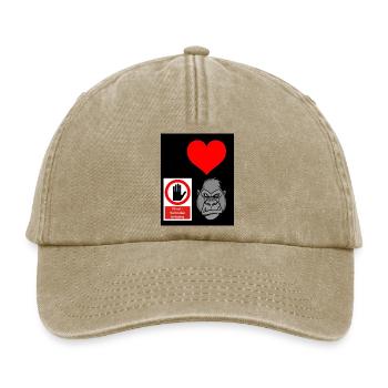 Heart Hand Gorilla Private Access - Relaxed Vintage Cap - vintage beige - Front