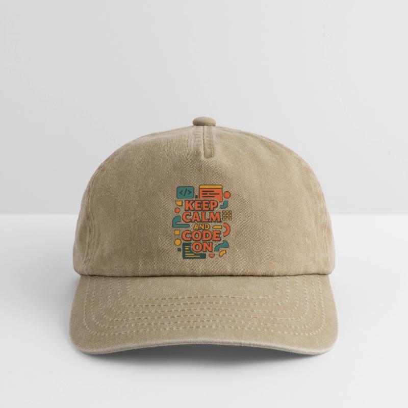 Keep Calm and Code On – Funny Coder Shirt Relaxed Vintage Cap