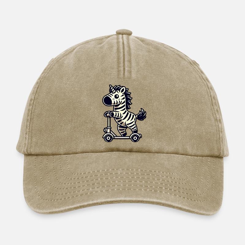 Zebra on scooter whimsical and funny - Relaxed Vintage Cap - vintage beige