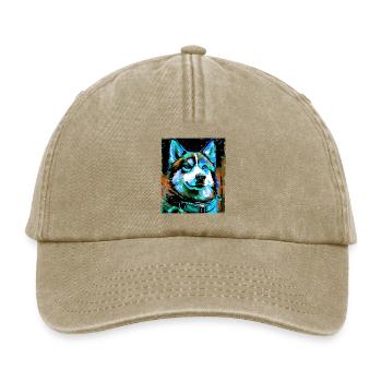 Husky Dog Portrait - Relaxed Vintage Cap - vintage beige - Front